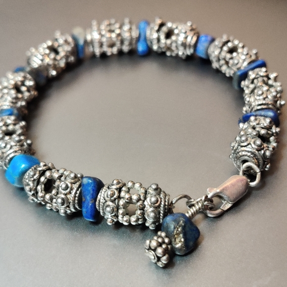 Vintage Modernist Ethnic Tribal Bracelet w/Lapis - Picture 7 of 9